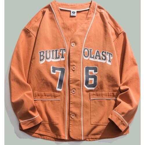 Harajuku Print Baseball Jacket Men NEW Hip-hop Streetwear Sports Couple Coats 2021 Campus Bomber V-neck Oversize Fashion Jackets