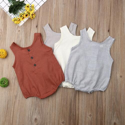 Newborn Baby Girl Boy Sleeveless Clothes Cotton&linen Bodysuit Outfits Sleeveless Summer Baby Clothing Bodysuits