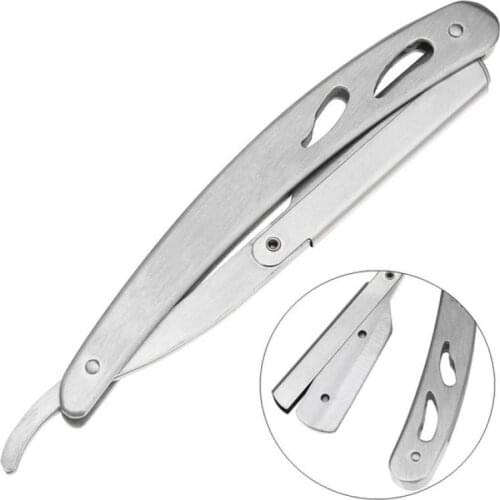 Stainless Steel Professional Straight Barber Razor Blade Holder Razor Folding Shaving Cutter Holder Rack Suitable to Shave Beard
