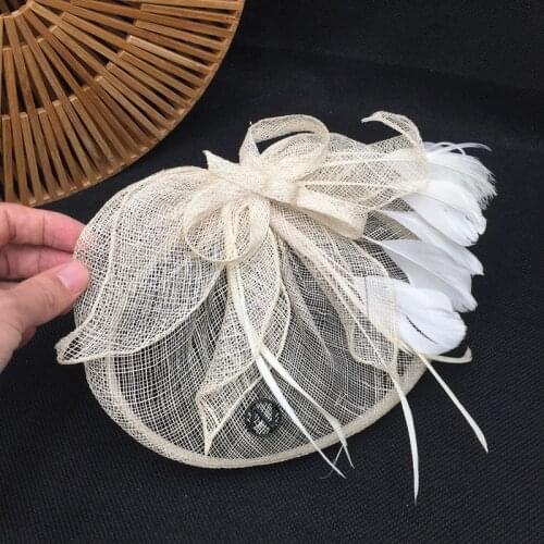Headwear yarn feather yarn beret flowers of tire straw tide restoring ancient ways performing M standard female hat fascinators