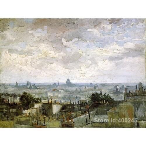 Hand painting art The Roofs of Paris of Vincent Van Gogh reproduction oil Canvas Handmade High quality