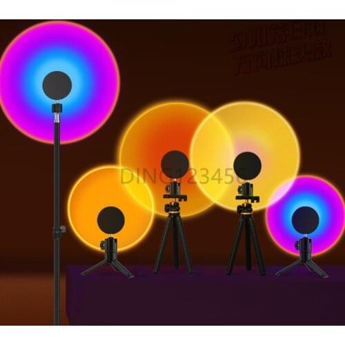 Sunset Projector Lamp Rainbow LED Night Light Photography Lamp Fill Light Background Wall Decoration Lamp USB Table Lamp