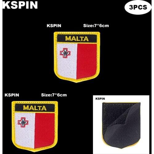 National Flag Patch Hook Loop Malta Badges Armband 3D Stick on Jacket Backpack Stickers
