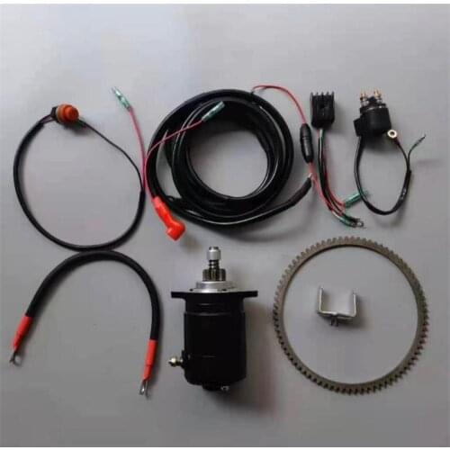 NS30 ELECTRIC START KIT FOR NISSAN NS25 &MORE 2 STROKE 25HP 30HP OUTBOARDS STARTER MOTOR FLYWHEEL RING CHARGE COIL SWITCH CABLE