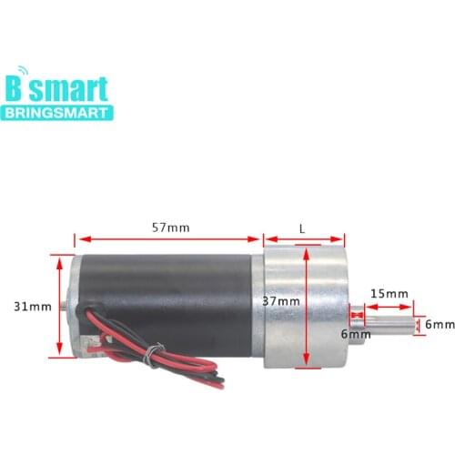 DC Gear High Torque Permanent Magnet Tubular Electric Motor Bringsmart JGB37-3157 12V 24V Reducer Reverse Mini Motor 9-1280RPM