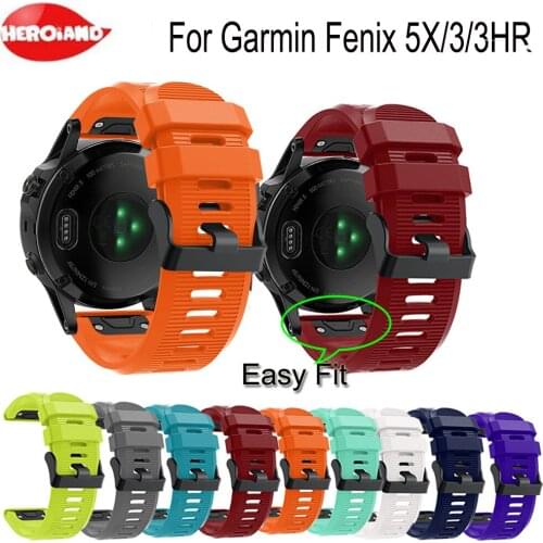 Silicone Easyfit Wrist Replacement Strap For Garmin Fenix 5X/5X Plus Smart Wristband For Garmin Fenix 3/3HR Quick Release Bands