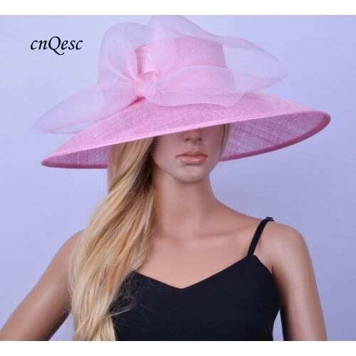 3 LAYER SINAMAY.Large Baby pink sinamay hat Kentucky deby hat,brim width 15.2cm