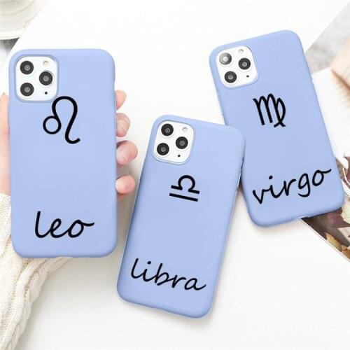Zodiac Sign Phone Case for iPhone 12 mini 11 Pro Max X XR XS 8 7 6s Plus Candy purple Silicone cover