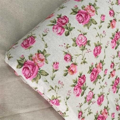 Cotton Linen Sewing Fabric Floral Printed Patchwork Fabric DIY Quilting Woven Material Home Textile Sofacover Tablecloth Craft