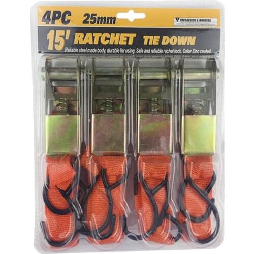 Heavy Duty Vehicle Tie Down Kit For Car Truck ATV 15Ft Ratchet Tie Downs Straps