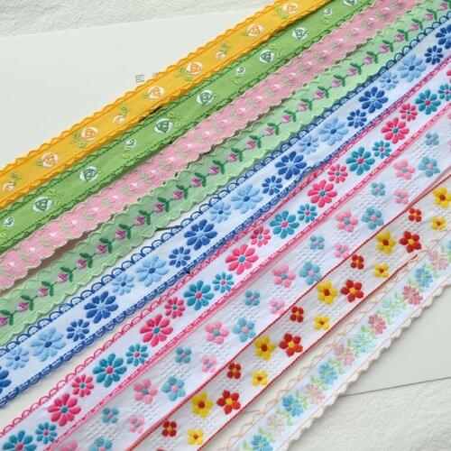 1 meter/lot Flower Embroidery Jacquard Lace Ribbon Diy Craft Gift Packaging hair accessories Sewing Decor Materials