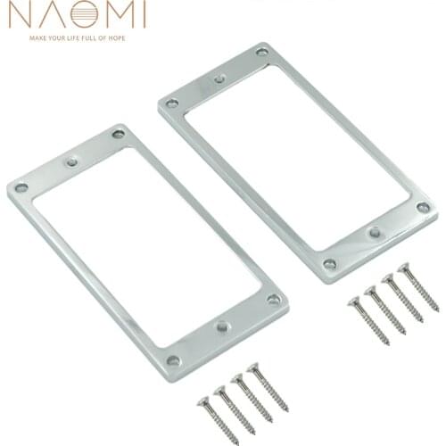 NAOMI 2Pcs Silver Metal Humbucker Pickup Frame Mounting Rings For Electric Guitar New