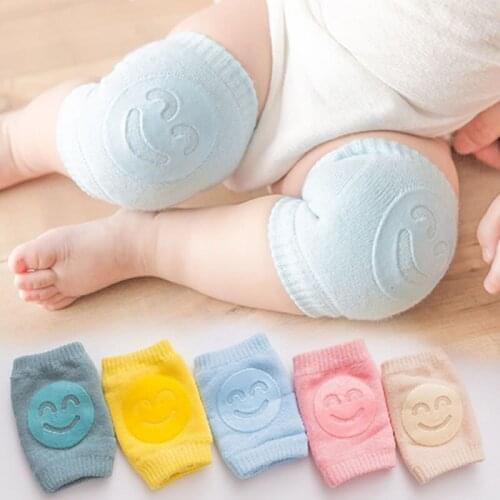 2020 Summer Terry Baby Stockings Elbow Pad Toddler Crawling Knee Pad Baby Child Knee Pad Smiley Face KneePad Leg warmers