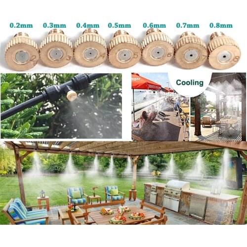 HEMAN 6 Pack Brass Misting Nozzles Replacement Heads for Garden Patio Lawn Landscaping Dust Control, Outdoor Cooling Misting