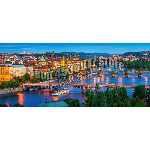 Diamond Embroidery 5D DIY Diamond Painting Prague at Night Landscape Architecture Lakes & Rivers Cross Stitch Mosaic Home Decor