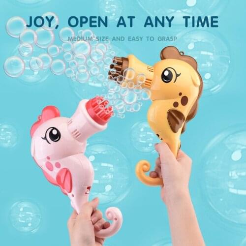 Gatling Bubble Machine Kids Seahorse Automatic Bubble Gun Cool Toys Gift For Kids Summer Outdoor Toys Bubbles Blower