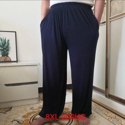 Men High Elastic Sleep Pants 6XL 7XL 8XL 60-200KG summer modal casual home pants new large size mens super soft mens pants