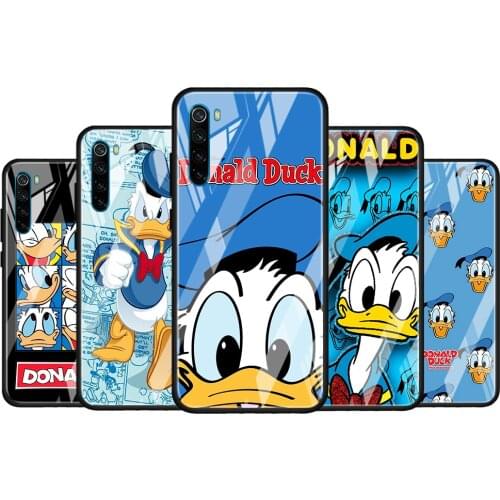 Donald Duck for Xiaomi Redmi K40 K30 K20 Pro Plus 9C 9A 9 8A 7 Luxury Shell Tempered Glass Phone Case Cover