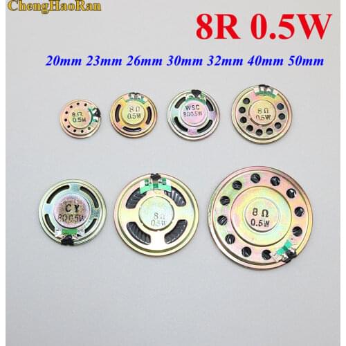 ChengHaoRan 2pcs 8 ohm 0.5W Horn Loudspeaker 8R 0.5W 10mm 15mm 20mm 23mm 26mm 30mm 32mm 40mm 50mm Loud Speaker Replacement Parts