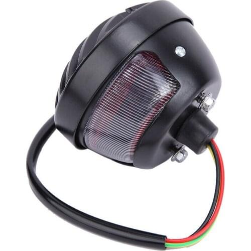 Black Motorcycle Retro Round License Plate Tail Light For Old School Bobber Chopper Hot Rod Rat Rod