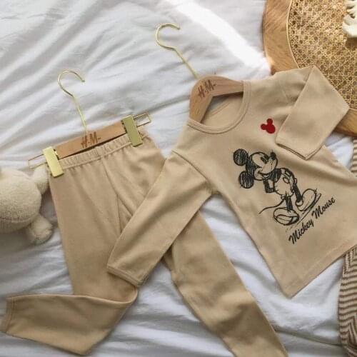 Kids Pajamas Children Spring Autumn Cotton Pyjamas Girls Cartoon Disney Mickey Boys Sleepwear Sets Baby Soft Clothing Sets