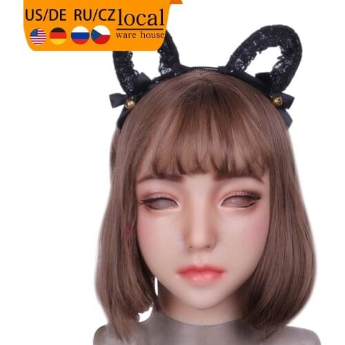 Eyung Female Girl Silicone Face Realistic Lifelike Kawaii Lovely Facepiece for Crossdresser Drag Queen Shemale Transgender Sissy