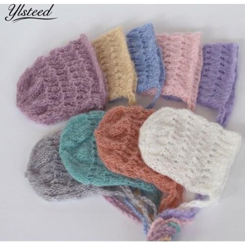 Crochet Mohair Baby Hat Newborn Costume for Photo Shoot Baby Winter Cap Infant Photography Props Newborn Photography Accessories