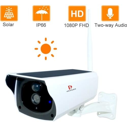 Pripaso 1080P Solar Power IP Camera 2MP Wireless Wi-fi Security Surveillance Cam Waterproof Outdoor CCTV Camera IR Night Vision