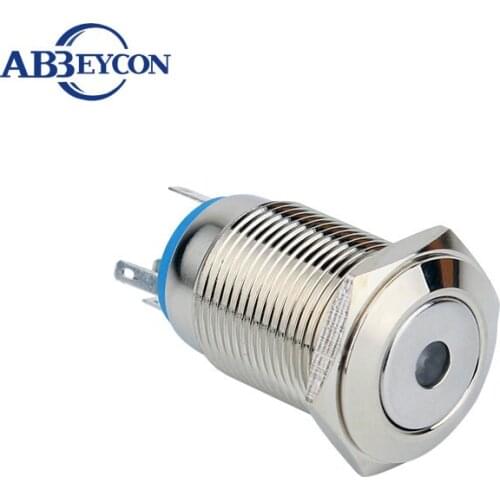 IP67 Metal Shell Push Button Switch 16mm Flat Head 1NO 1NC Latching Dot Illuminated Push Button Switches