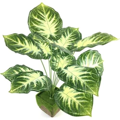 52 cm 12 Leaf Artificial Green Plants Plastic Tropical Palm Tree Bundle Indoor DIY Potted Hotel Office Home Desktop Decor Props