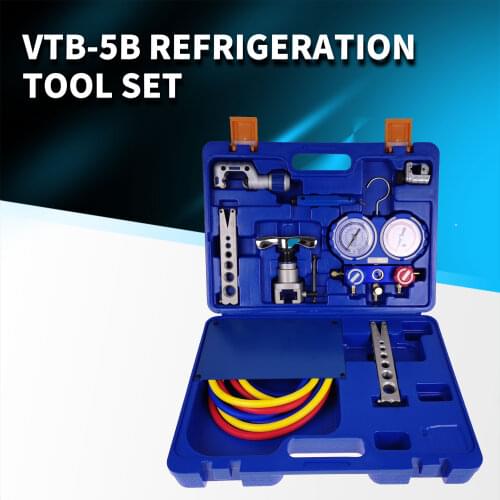 Refrigeration Integrated flaring tool kits VTB-5B Refrigeration tool set Expander set with R410A refrigerant pressure gauge