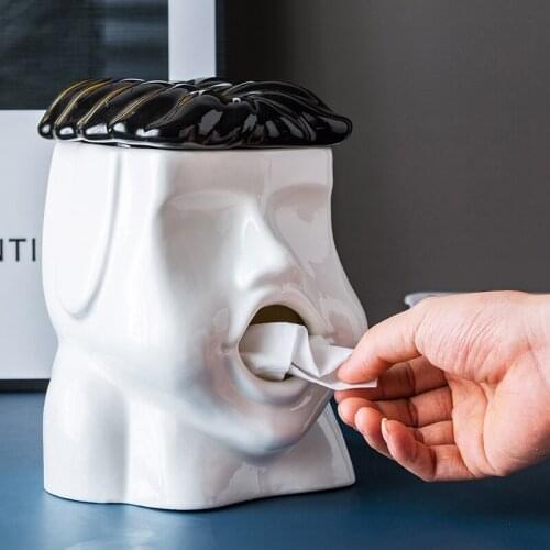 Nordic Character Tissue Box Ceramic Creative Tissue Box Light Luxury Tea Table on Dining Table