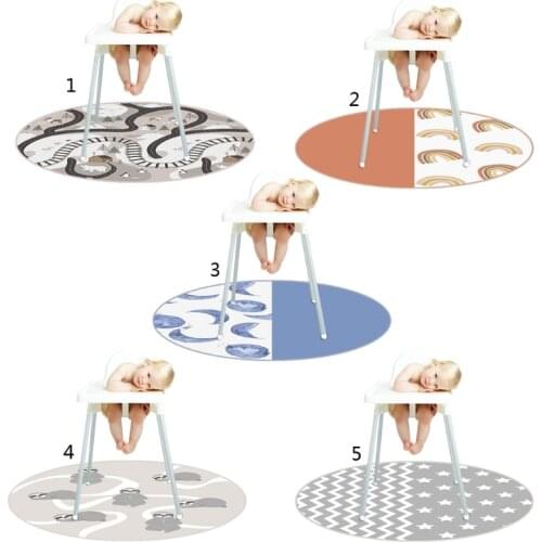 Highchair Floor Protector Mat Anti-Slip Silicone Spot Mat Baby Eatting Mat Round Floor Crawling Play Mat