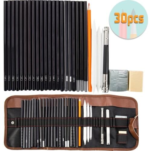 30 pcs/set Professional Sketch Drawing Pencil Set HB 2B 6H 4H 2H 3B 4B 5B 6B 10B 12B 1B Painting Pencils Stationery Supplies
