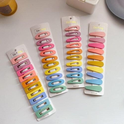 New 10Pcs/Set 5cm Snap Hair Clips BB Hairpin Candy Color Metal Barrettes for Baby Children Women Girls Styling Hair Accessories