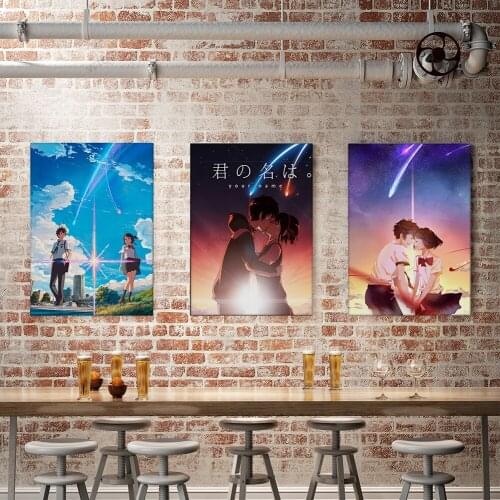 WTQ One Piece Anime Posters Your Name Retro Poster Movie Poster Canvas Painting Wall Decor Wall Art Picture Room Decor Home Deco