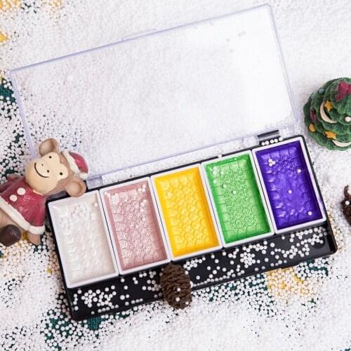 Superior 5/8Color Metallic Pearl Watercolor Paint Set Gem Gouache Pigment Powder Paint with Waterbrush Art Supplies for Artist