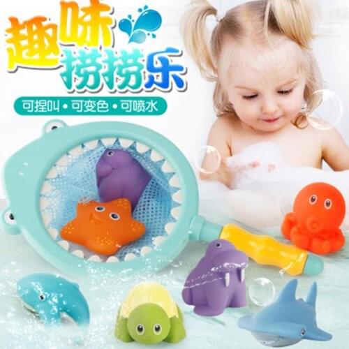 Fishing Toys Network Bag Pick up Duck&Fish Kids Toy Swimming Classes Summer Play Water Bath Doll Water Spray Bath toys for Kids