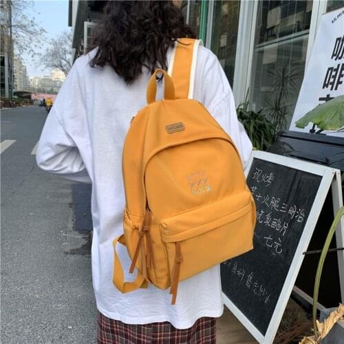 School Simple Backpack Casual Womens Students Backpacks For Girls Korean Female Bags Trend Large Solid Color Capacity Schoolbag