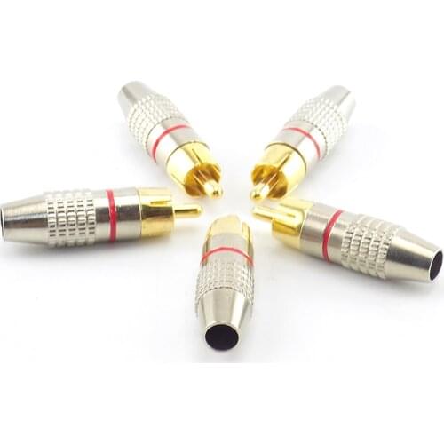 RCA Male Plug to cabling Connector Adapter Audio Video Cable CCTV camera Non Solder Gold Plated