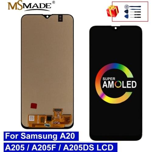 Super AMOLED For Samsung Galaxy A20 2019 Display A205 SM-A205F LCD Screen Digitizer replacement For A205 SM-A205F Display