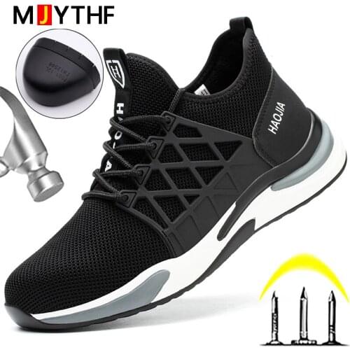 Light New Work Sneakers Safety Shoes Man Boots Steel Toe Indestructible Shoes Work Boots Anti-punctur Protective Shoes Security