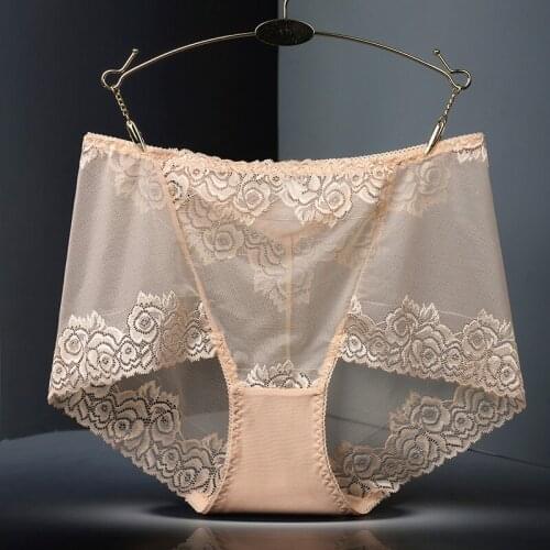 Plus size Sexy Lingerie Women Panties Underwear Lace Seamless Briefs Femme Butt Lift Up Lace big Size See Through Panties