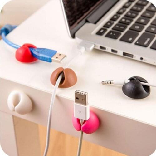 Universal Desktop Cable Organizer Wire Fixer Rubber Usb Cable Fixing Clip Phone Accessories (Random Color)