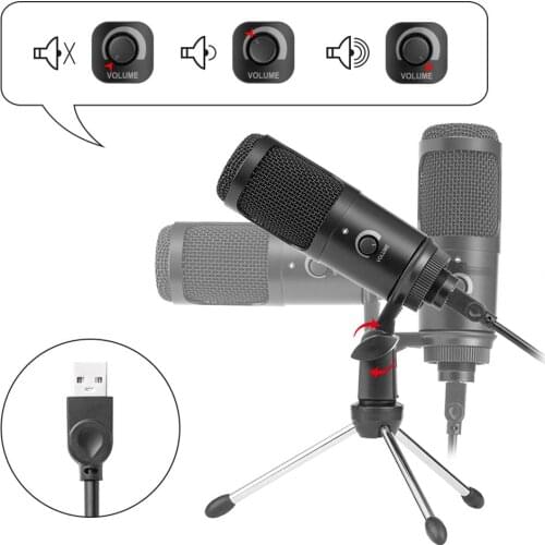 USB Microphone Vocals Recording Gaming Live Broadcast Mic for Laptop Computer