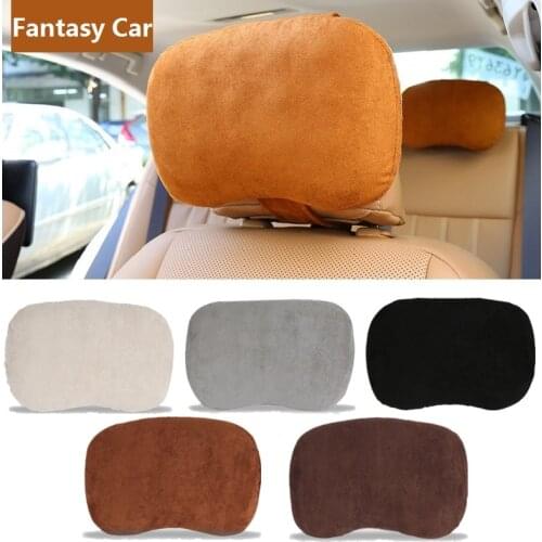 Suede Car Neck Protect Pillow Memory Cotton Comfortable Auto Headrest for BMW Mini Cooper Benz Audi Black Brown Gray Beige