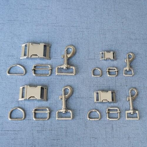 10 Sets 15mm 20mm 25mm32mm Strong Metal Carabiner Hardware Strap Adjuster Buckle D Ring Clip Hook For Pet Dog Collar Leads Clasp