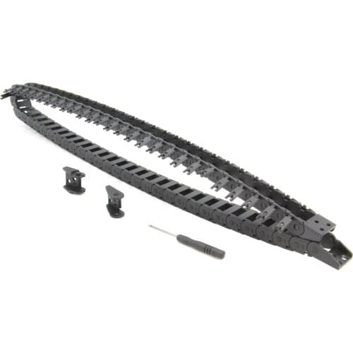10X15mm Drag Chain Length 1Meter Open Type Black Plastic Cable Carrier R18 with 1Kit End Connectors for 3D Printer CNC Machines