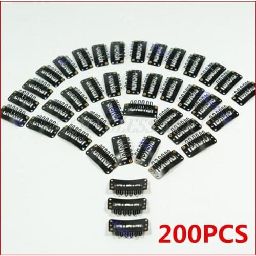 200Pcs/Lot U Shape Black Snap Clip For Hair Extension Wig Weft 32mm Ponytail Holder Drop Shipping