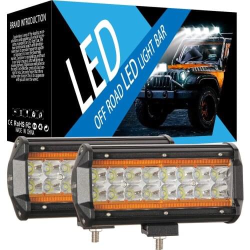 2x 7inch With DRL LED Light Bar 300W Offroad Driving Lights LED Pods Spot Flood Combo Beam Dual Color